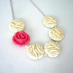rose and beige necklace